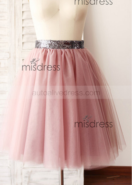 Grey Sequin Mauve Tulle Tutu Skirt